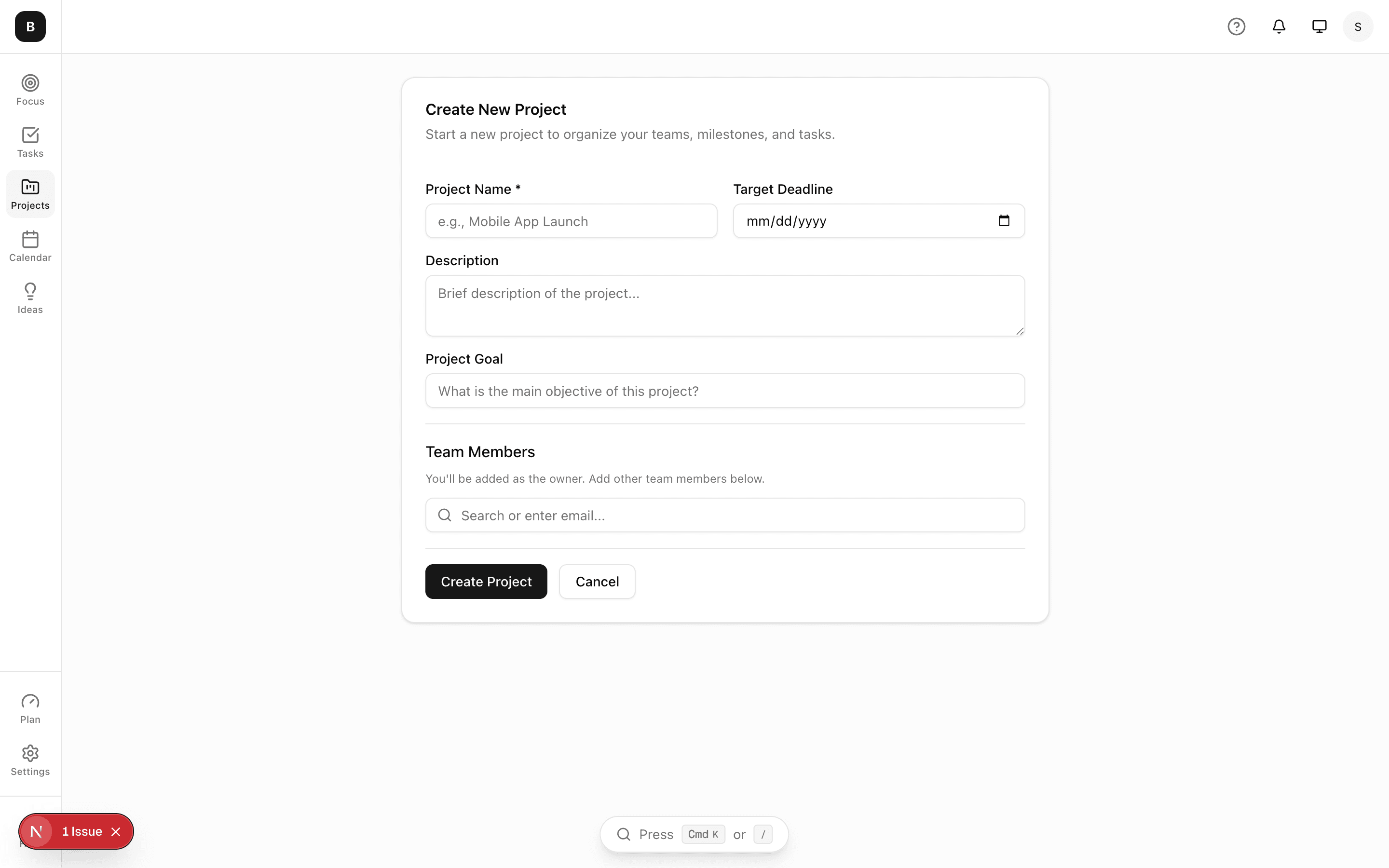 Screenshot: Set your Focus Goal